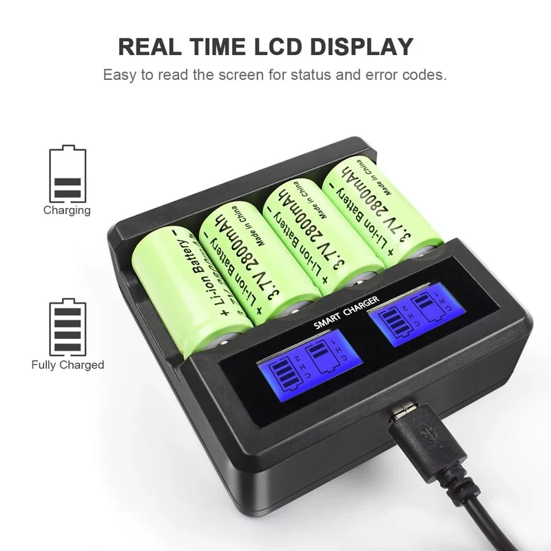 Powtree 16P 2800 mAh Wiederaufladbare 3.7 V Li-Ionen-Batterien 16340 CR123A RCR 123 ICR für LED-Taschenlampe, Reise-Wandladegerät
