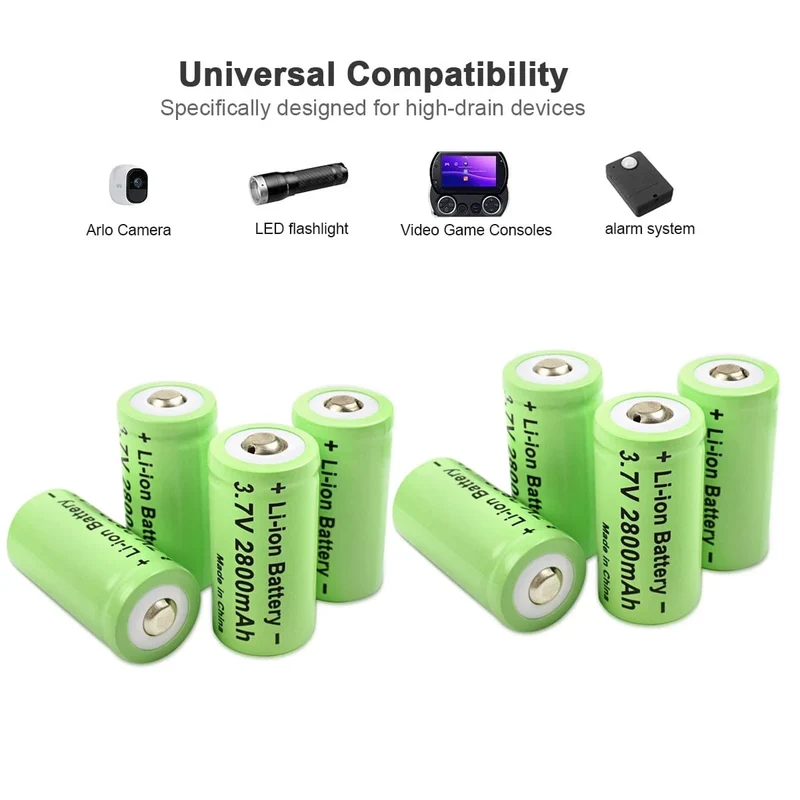Powtree 16P 2800 mAh Wiederaufladbare 3.7 V Li-Ionen-Batterien 16340 CR123A RCR 123 ICR für LED-Taschenlampe, Reise-Wandladegerät