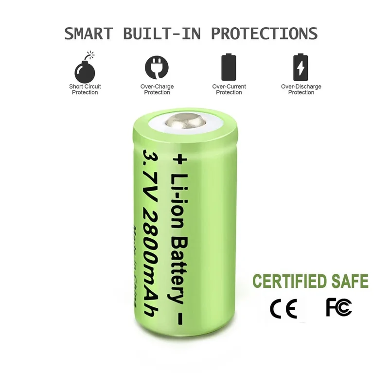 Powtree 16P 2800 mAh Wiederaufladbare 3.7 V Li-Ionen-Batterien 16340 CR123A RCR 123 ICR für LED-Taschenlampe, Reise-Wandladegerät