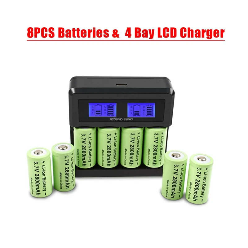 Powtree 16P 2800 mAh Wiederaufladbare 3.7 V Li-Ionen-Batterien 16340 CR123A RCR 123 ICR für LED-Taschenlampe, Reise-Wandladegerät