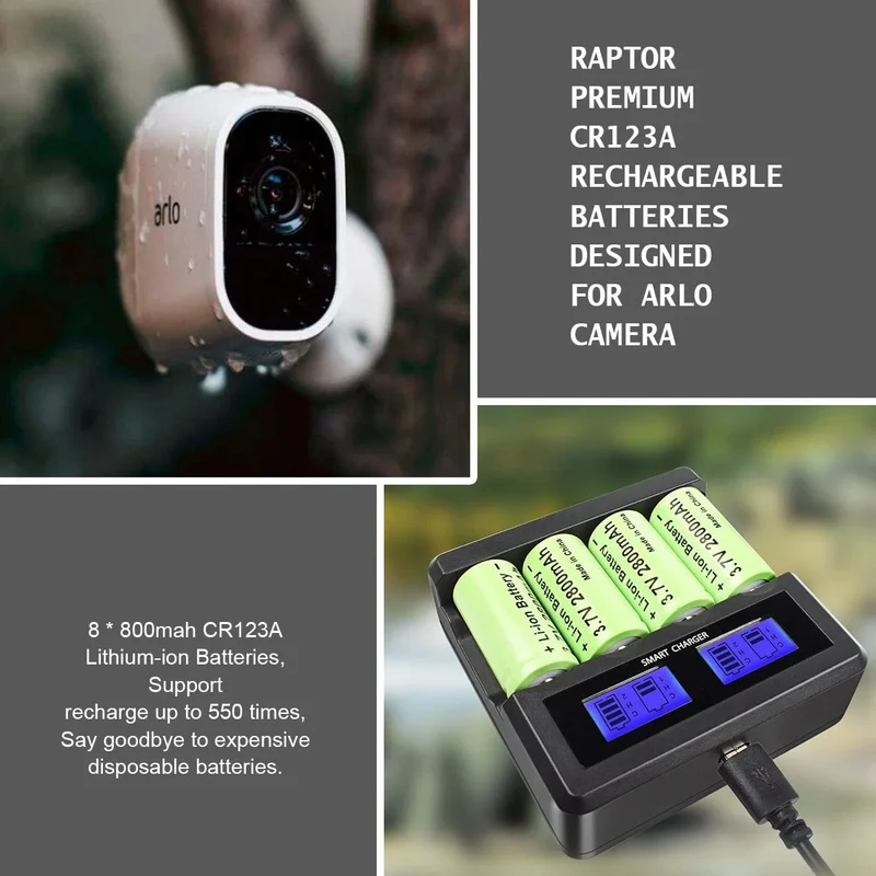 Powtree 16P 2800 mAh Wiederaufladbare 3.7 V Li-Ionen-Batterien 16340 CR123A RCR 123 ICR für LED-Taschenlampe, Reise-Wandladegerät