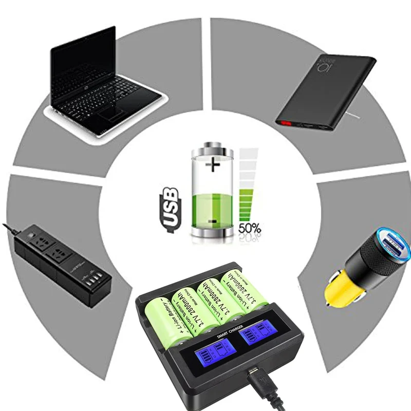Powtree 16P 2800 mAh Wiederaufladbare 3.7 V Li-Ionen-Batterien 16340 CR123A RCR 123 ICR für LED-Taschenlampe, Reise-Wandladegerät