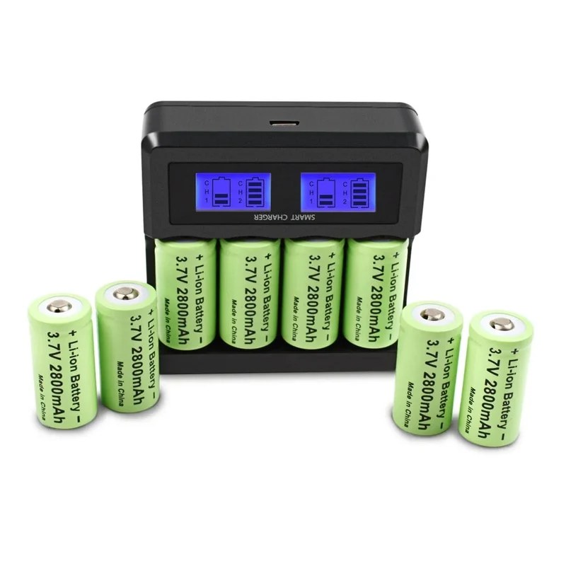 Powtree 16P 2800 mAh Wiederaufladbare 3.7 V Li-Ionen-Batterien 16340 CR123A RCR 123 ICR für LED-Taschenlampe, Reise-Wandladegerät