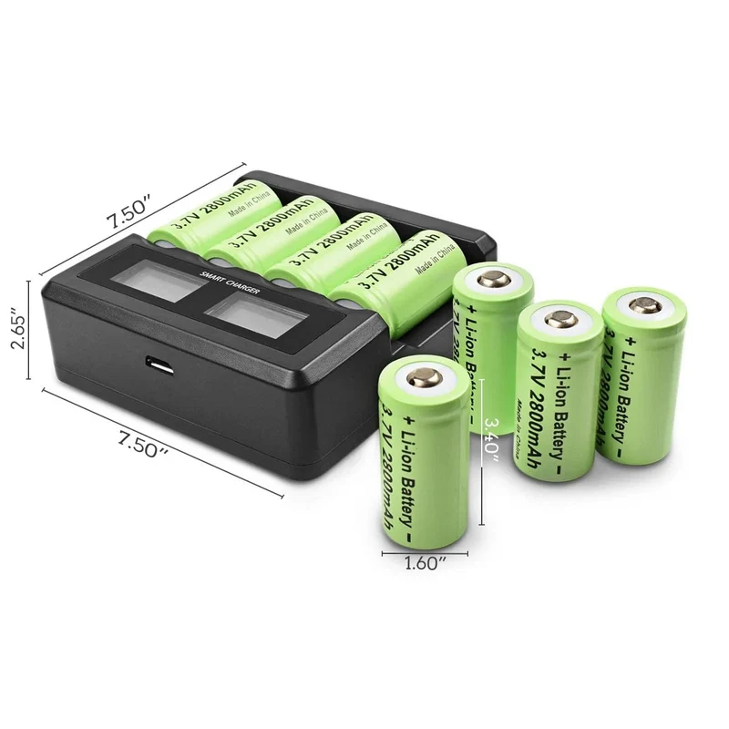 Powtree 16P 2800 mAh Wiederaufladbare 3.7 V Li-Ionen-Batterien 16340 CR123A RCR 123 ICR für LED-Taschenlampe, Reise-Wandladegerät