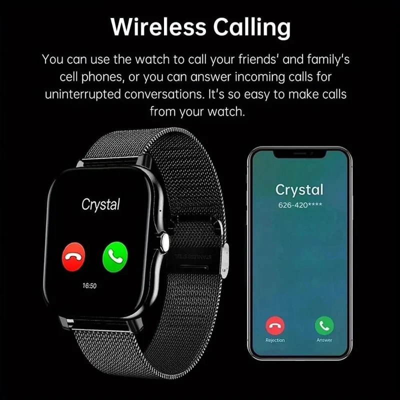 2024 Smart Watch Android-Telefon 1.44 Zoll Farbbildschirm Bluetooth-Anruf Blutsauerstoff-/Drucküberwachung Smart Watch Damen Herren