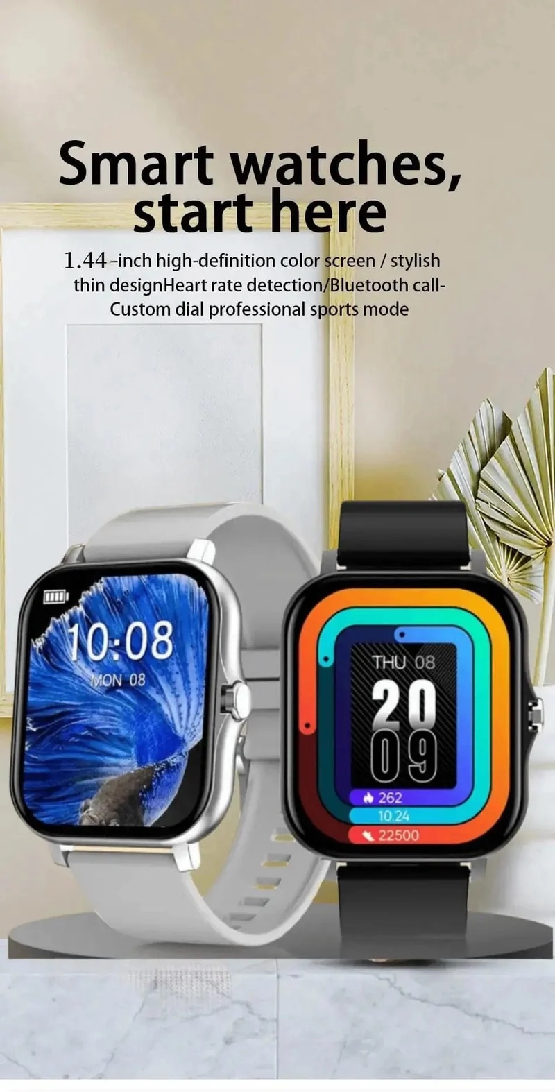 2024 Smart Watch Android-Telefon 1.44 Zoll Farbbildschirm Bluetooth-Anruf Blutsauerstoff-/Drucküberwachung Smart Watch Damen Herren