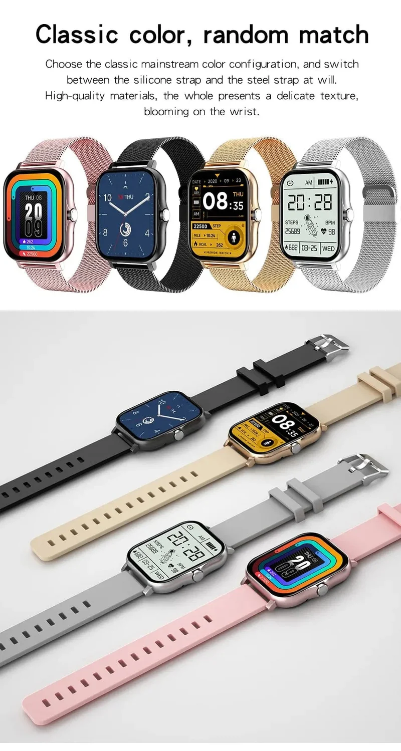 2024 Smart Watch Android-Telefon 1.44 Zoll Farbbildschirm Bluetooth-Anruf Blutsauerstoff-/Drucküberwachung Smart Watch Damen Herren