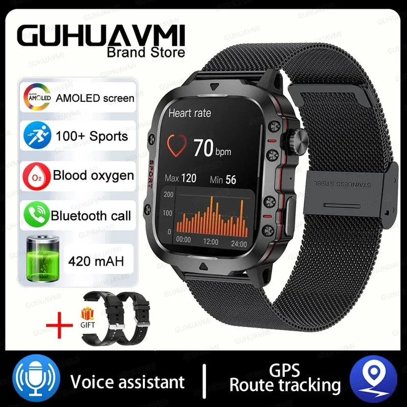 2024 für Xiaomi Neue robuste Militär-GPS-Smartwatch für Männer Bluetooth-Anruf Gesundheitsüberwachung AI Voice Sports Wasserdichte Smartwatches