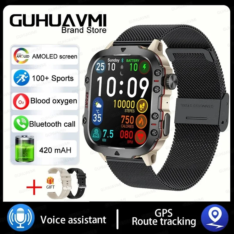 2024 für Xiaomi Neue robuste Militär-GPS-Smartwatch für Männer Bluetooth-Anruf Gesundheitsüberwachung AI Voice Sports Wasserdichte Smartwatches