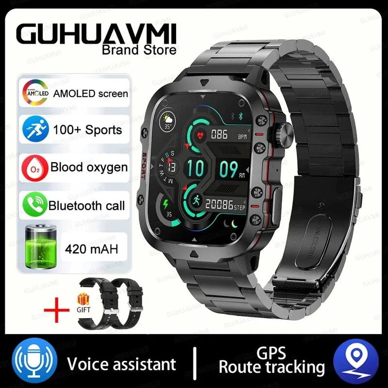 2024 für Xiaomi Neue robuste Militär-GPS-Smartwatch für Männer Bluetooth-Anruf Gesundheitsüberwachung AI Voice Sports Wasserdichte Smartwatches