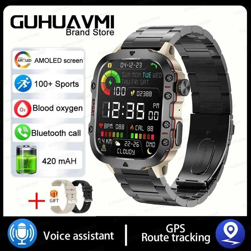 2024 für Xiaomi Neue robuste Militär-GPS-Smartwatch für Männer Bluetooth-Anruf Gesundheitsüberwachung AI Voice Sports Wasserdichte Smartwatches