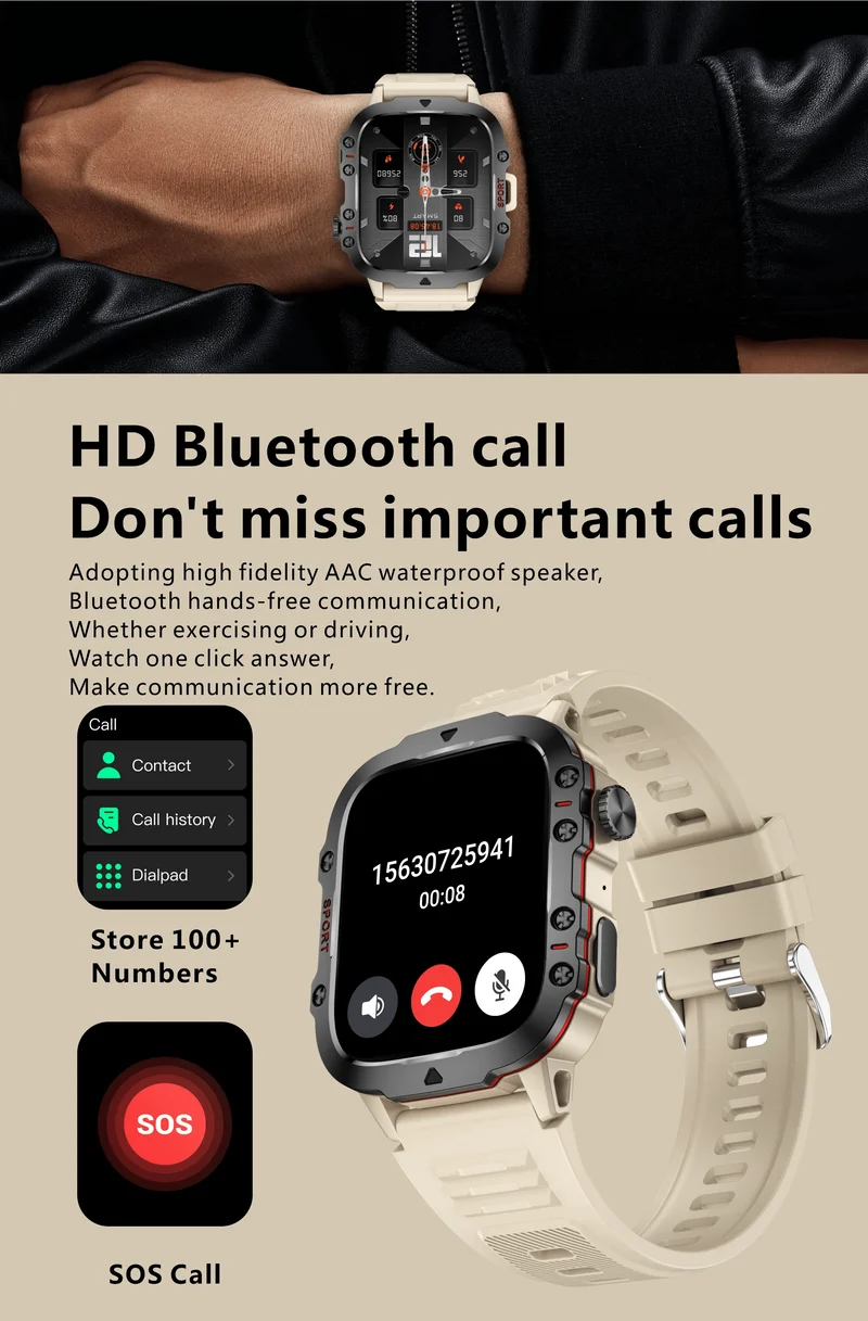 2024 für Xiaomi Neue robuste Militär-GPS-Smartwatch für Männer Bluetooth-Anruf Gesundheitsüberwachung AI Voice Sports Wasserdichte Smartwatches