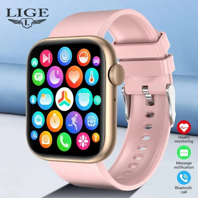 LIGE Smart Watch für Damen, Voll-Touchscreen, Bluetooth-Anruf, wasserdichte Uhren, Sport-Fitness-Tracker, Smartwatch für Damen, Reloj Mujer