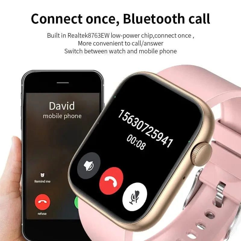 LIGE Smart Watch für Damen, Voll-Touchscreen, Bluetooth-Anruf, wasserdichte Uhren, Sport-Fitness-Tracker, Smartwatch für Damen, Reloj Mujer