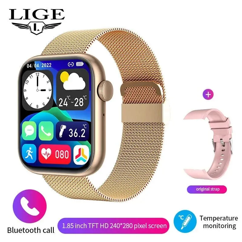 LIGE Smart Watch für Damen, Voll-Touchscreen, Bluetooth-Anruf, wasserdichte Uhren, Sport-Fitness-Tracker, Smartwatch für Damen, Reloj Mujer