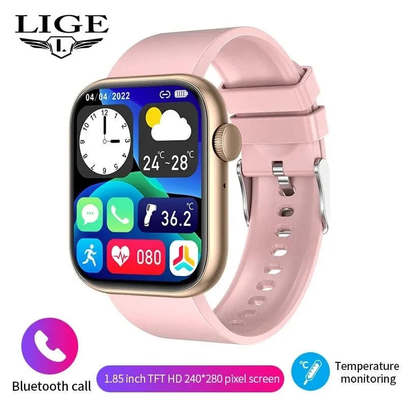 LIGE Smart Watch für Damen, Voll-Touchscreen, Bluetooth-Anruf, wasserdichte Uhren, Sport-Fitness-Tracker, Smartwatch für Damen, Reloj Mujer