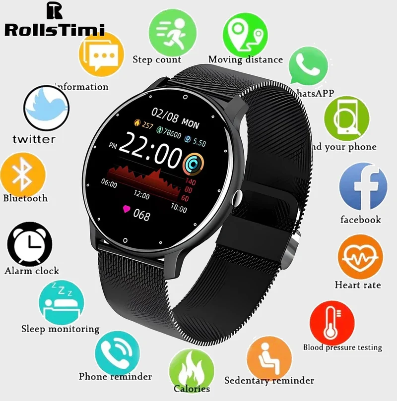 Smart Watch Männer Bluetooth Anruf 24H Pulsmesser Frauen Sport Fitness IP67 wasserdicht Smart Watch für Android IOS 2024 Neu