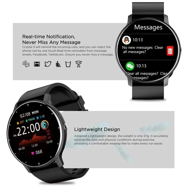 Smart Watch Männer Bluetooth Anruf 24H Pulsmesser Frauen Sport Fitness IP67 wasserdicht Smart Watch für Android IOS 2024 Neu