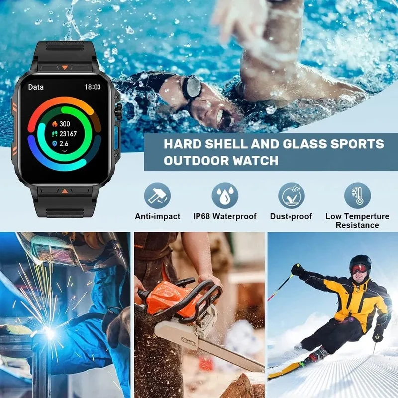LIGE Smartwatch 1.95 Zoll Bildschirm Gesundheitsüberwachung Uhren IP68 wasserdicht Sport Fitness Smart Watch für Männer Frauen Reloj Hombre
