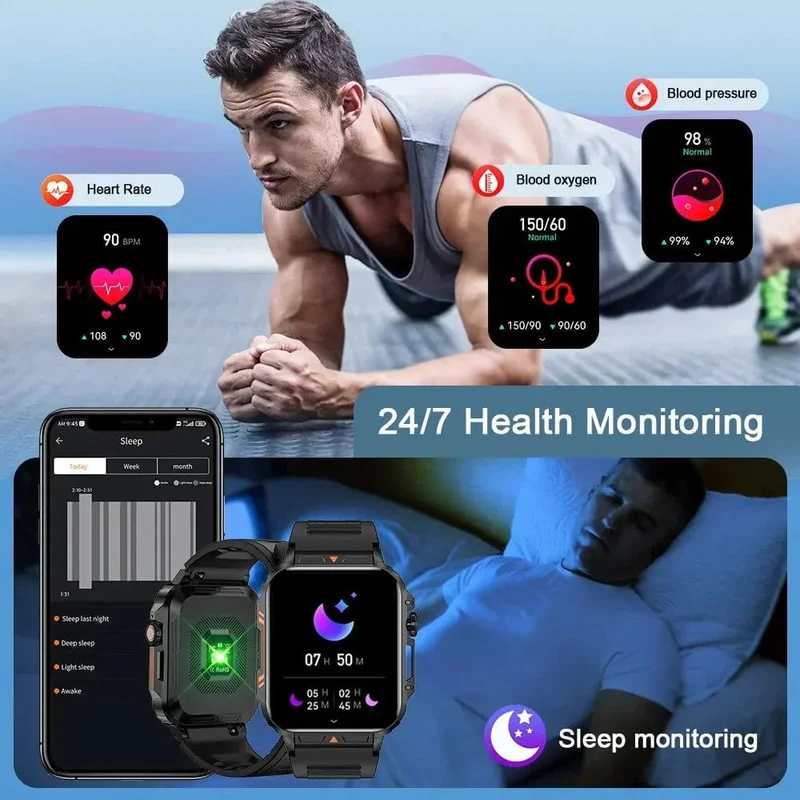 LIGE Smartwatch 1.95 Zoll Bildschirm Gesundheitsüberwachung Uhren IP68 wasserdicht Sport Fitness Smart Watch für Männer Frauen Reloj Hombre