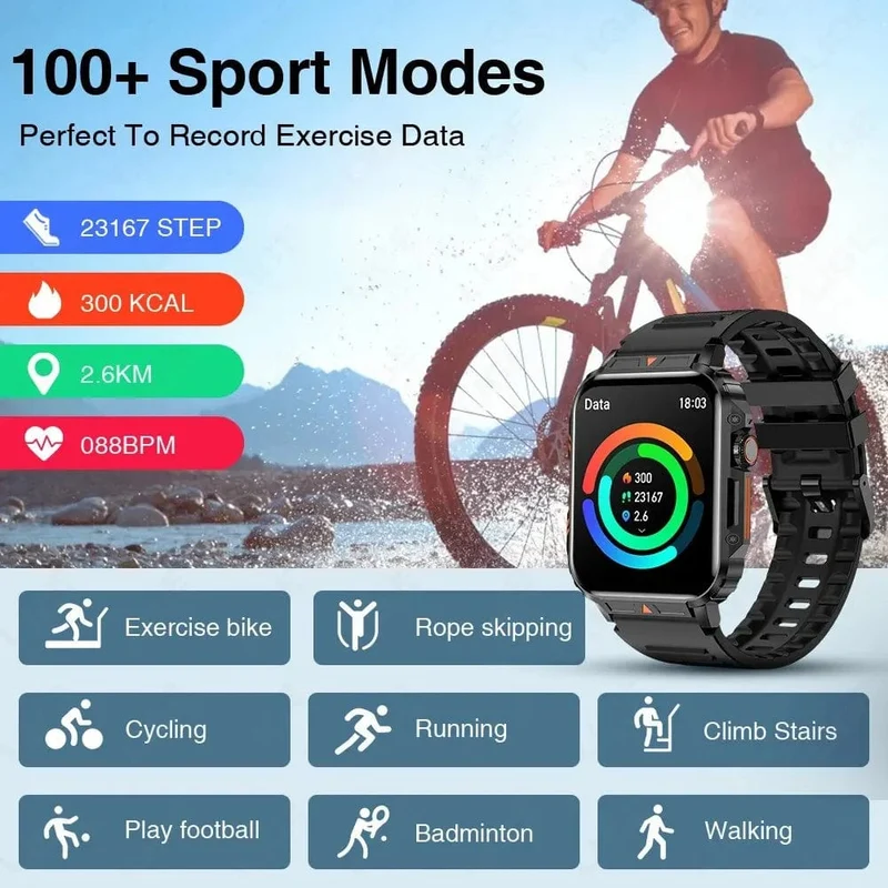 LIGE Smartwatch 1.95 Zoll Bildschirm Gesundheitsüberwachung Uhren IP68 wasserdicht Sport Fitness Smart Watch für Männer Frauen Reloj Hombre