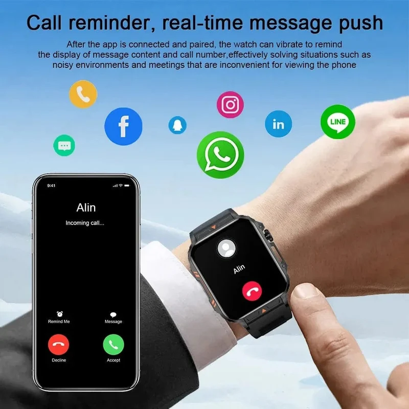 LIGE Smartwatch 1.95 Zoll Bildschirm Gesundheitsüberwachung Uhren IP68 wasserdicht Sport Fitness Smart Watch für Männer Frauen Reloj Hombre