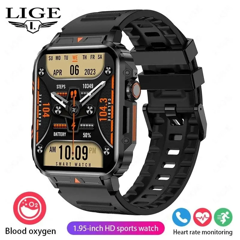 LIGE Smartwatch 1.95 Zoll Bildschirm Gesundheitsüberwachung Uhren IP68 wasserdicht Sport Fitness Smart Watch für Männer Frauen Reloj Hombre
