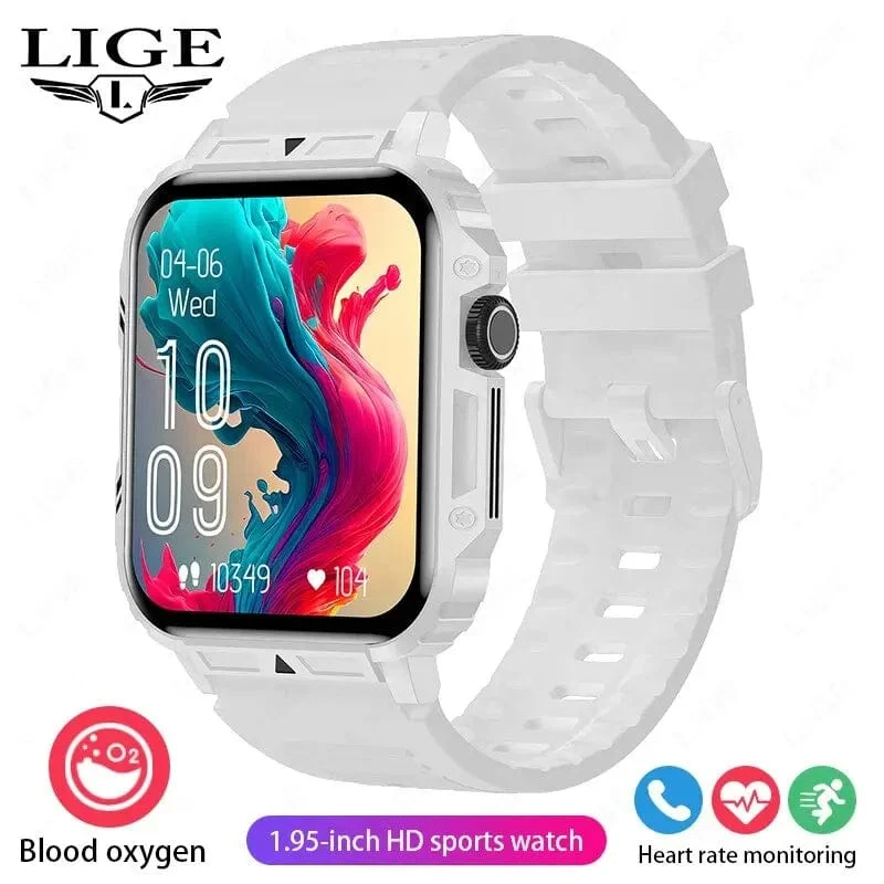 LIGE Smartwatch 1.95 Zoll Bildschirm Gesundheitsüberwachung Uhren IP68 wasserdicht Sport Fitness Smart Watch für Männer Frauen Reloj Hombre