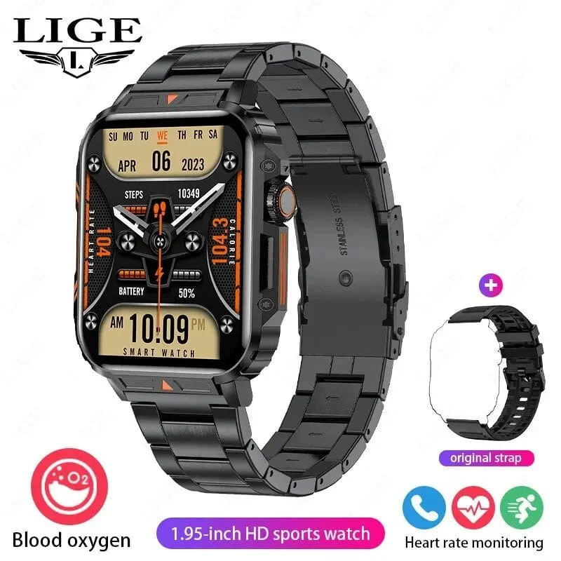 LIGE Smartwatch 1.95 Zoll Bildschirm Gesundheitsüberwachung Uhren IP68 wasserdicht Sport Fitness Smart Watch für Männer Frauen Reloj Hombre