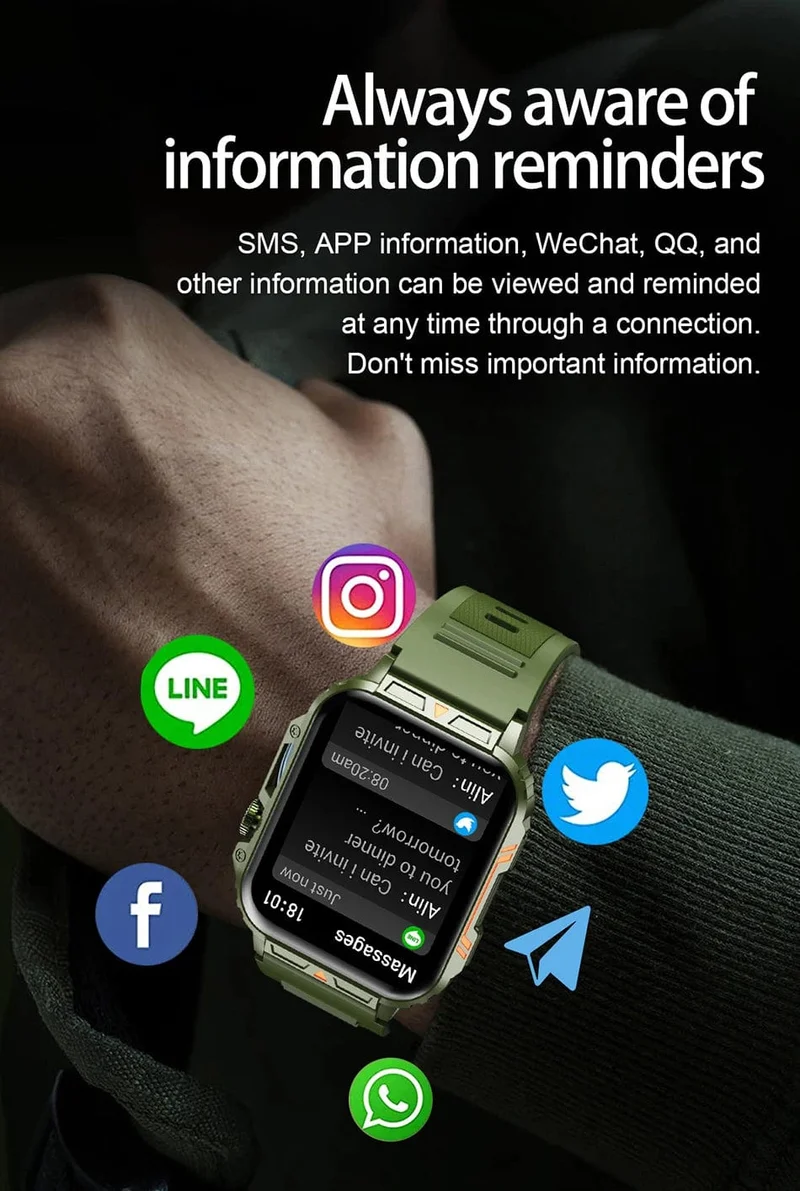LIGE Smartwatch 1.95 Zoll Bildschirm Gesundheitsüberwachung Uhren IP68 wasserdicht Sport Fitness Smart Watch für Männer Frauen Reloj Hombre