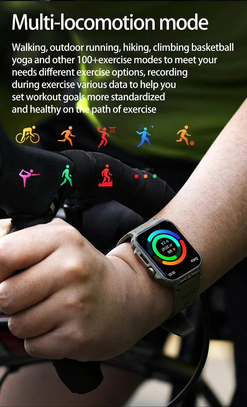 LIGE Smartwatch 1.95 Zoll Bildschirm Gesundheitsüberwachung Uhren IP68 wasserdicht Sport Fitness Smart Watch für Männer Frauen Reloj Hombre