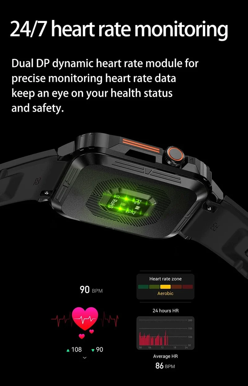 LIGE Smartwatch 1.95 Zoll Bildschirm Gesundheitsüberwachung Uhren IP68 wasserdicht Sport Fitness Smart Watch für Männer Frauen Reloj Hombre