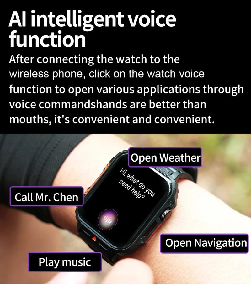 LIGE Smartwatch 1.95 Zoll Bildschirm Gesundheitsüberwachung Uhren IP68 wasserdicht Sport Fitness Smart Watch für Männer Frauen Reloj Hombre