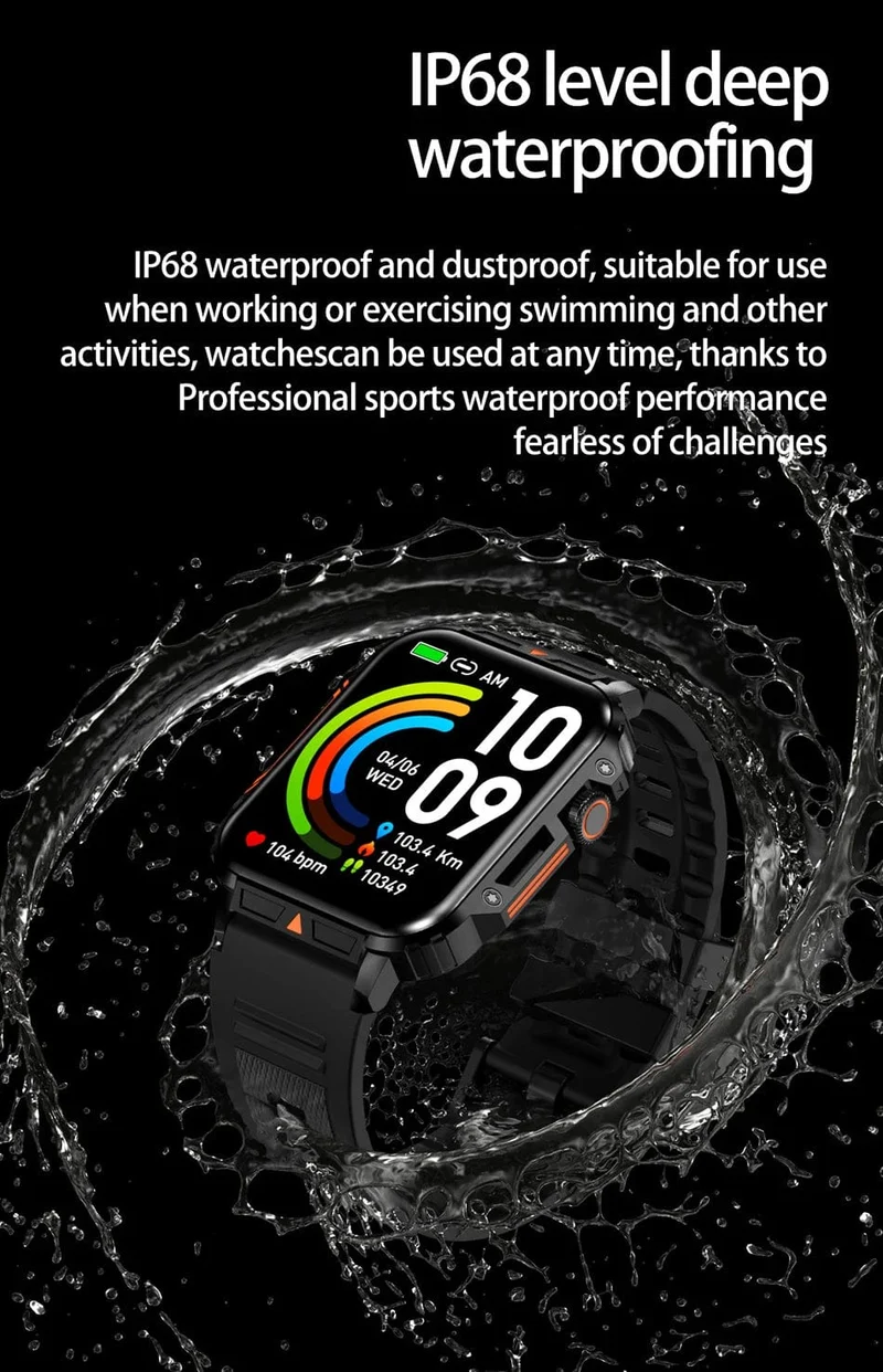 LIGE Smartwatch 1.95 Zoll Bildschirm Gesundheitsüberwachung Uhren IP68 wasserdicht Sport Fitness Smart Watch für Männer Frauen Reloj Hombre