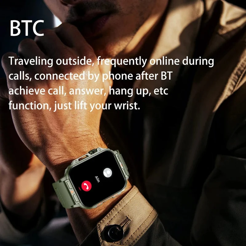 2024 Neue 1.95 Outdoor Military Man Smart Watch Männer Bluetooth Anruf Smartwatch Männer für Android IOS IP68 wasserdichte Fitnessuhren