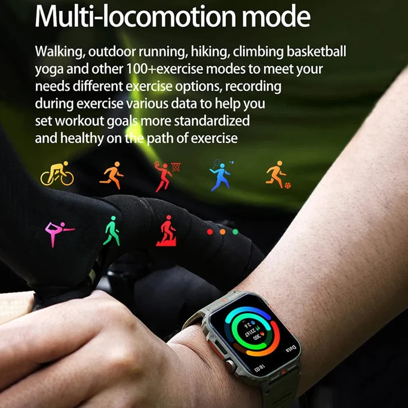 2024 Neue 1.95 Outdoor Military Man Smart Watch Männer Bluetooth Anruf Smartwatch Männer für Android IOS IP68 wasserdichte Fitnessuhren
