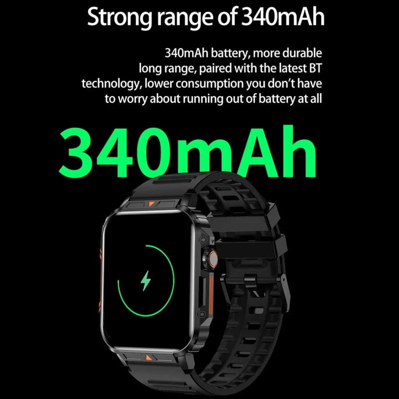 2024 Neue 1.95 Outdoor Military Man Smart Watch Männer Bluetooth Anruf Smartwatch Männer für Android IOS IP68 wasserdichte Fitnessuhren