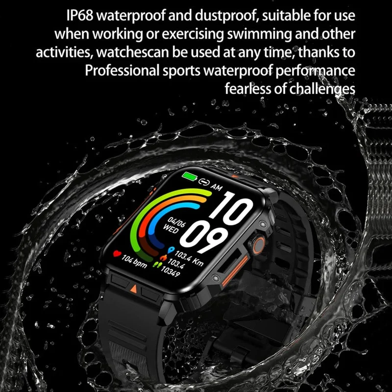 2024 Neue 1.95 Outdoor Military Man Smart Watch Männer Bluetooth Anruf Smartwatch Männer für Android IOS IP68 wasserdichte Fitnessuhren