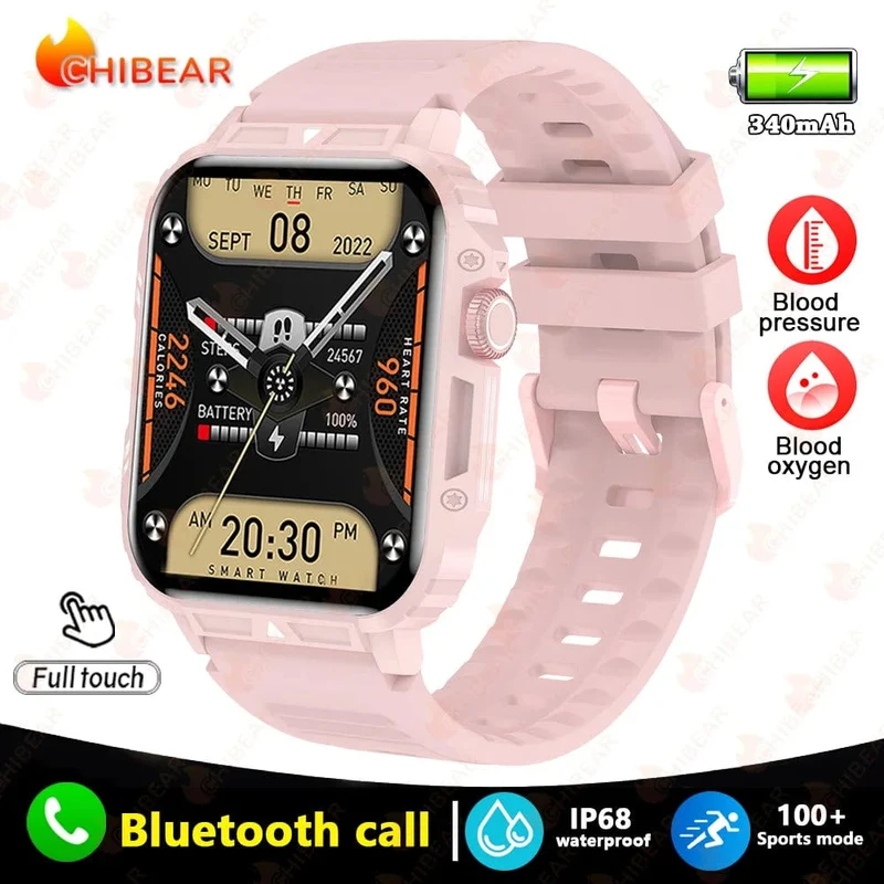 2024 Neue 1.95 Outdoor Military Man Smart Watch Männer Bluetooth Anruf Smartwatch Männer für Android IOS IP68 wasserdichte Fitnessuhren