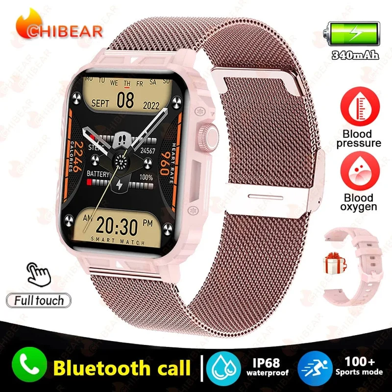 2024 Neue 1.95 Outdoor Military Man Smart Watch Männer Bluetooth Anruf Smartwatch Männer für Android IOS IP68 wasserdichte Fitnessuhren