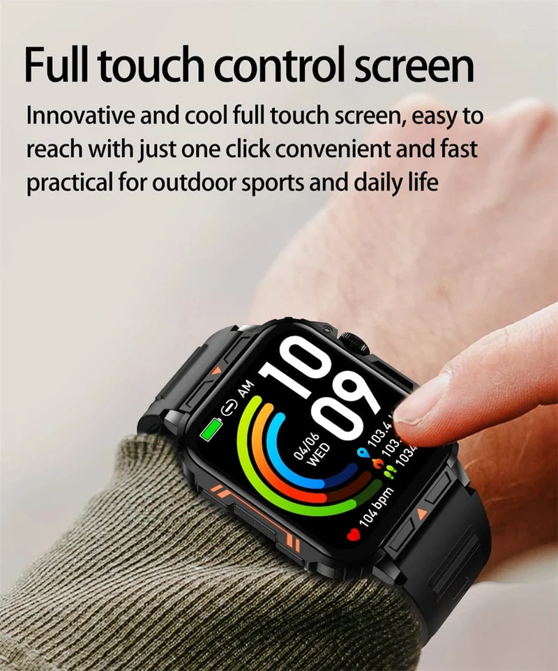 2024 Neue 1.95 Outdoor Military Man Smart Watch Männer Bluetooth Anruf Smartwatch Männer für Android IOS IP68 wasserdichte Fitnessuhren