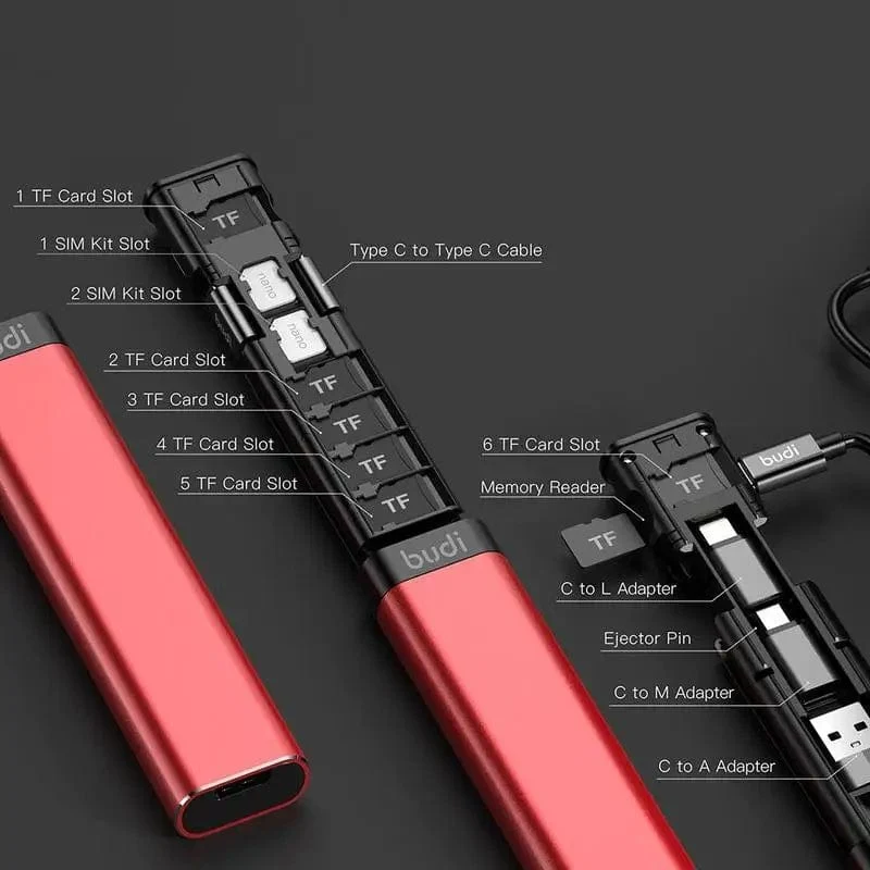 BUDI Multifunktions-Smart-Adapter Kartenspeicher Datenkabel USB-Box Universal-Kartenleser für iPhone USB-Hub für Computer