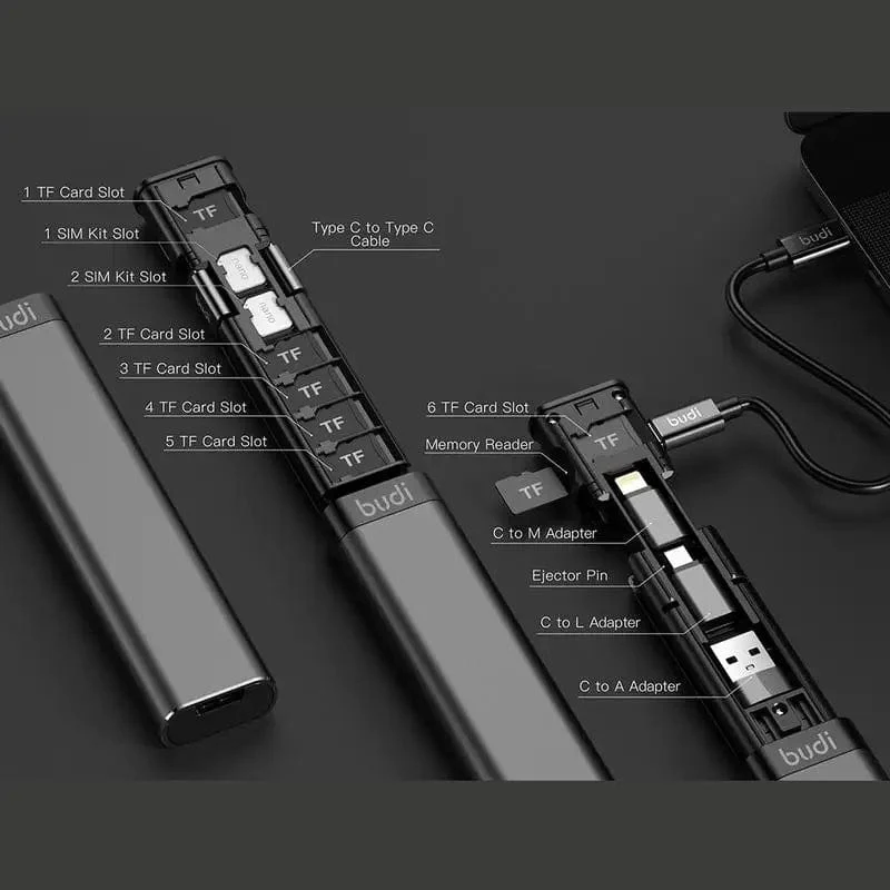 BUDI Multifunktions-Smart-Adapter Kartenspeicher Datenkabel USB-Box Universal-Kartenleser für iPhone USB-Hub für Computer