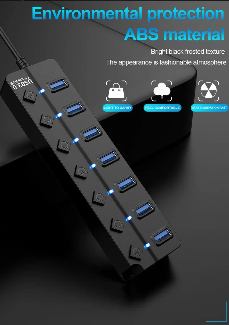 USB 3.0 Hub USB Hub 2.0 Multi USB Splitter Hub 100cm Langes Kabel Mehrere Expander für Computer Laptop PC Zubehör USB Adapter