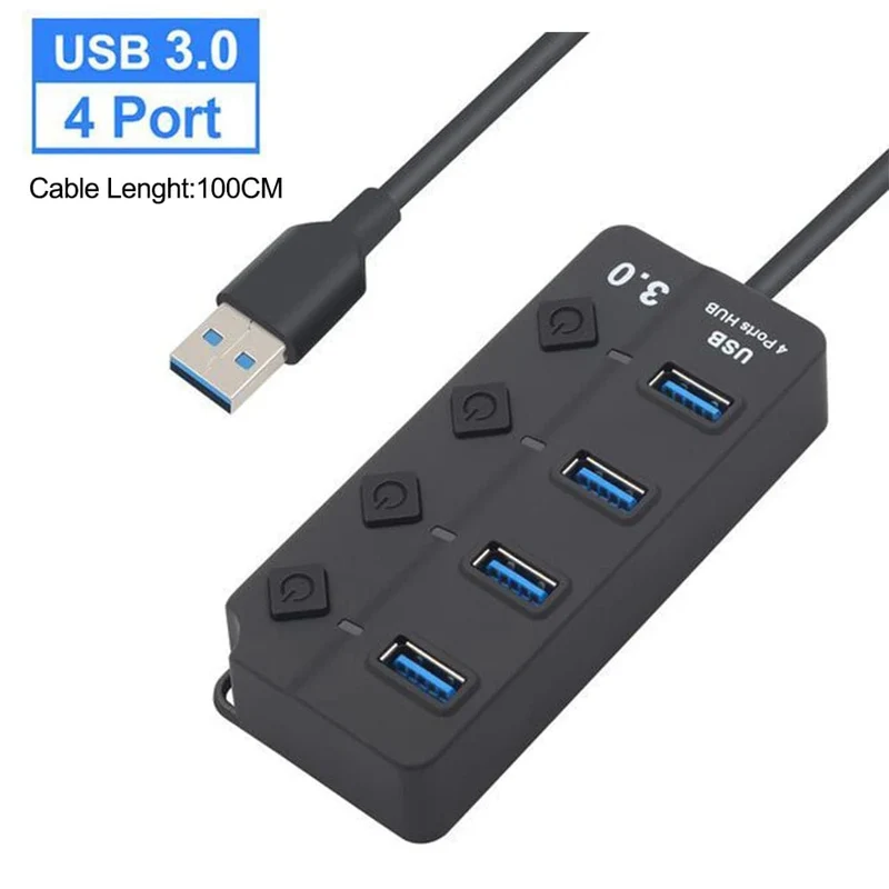 USB 3.0 Hub USB Hub 2.0 Multi USB Splitter Hub 100cm Langes Kabel Mehrere Expander für Computer Laptop PC Zubehör USB Adapter