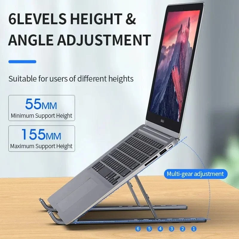 Faltbarer Laptopständer, verstellbar, tragbare Notebook-Halterung, Stützbasis aus Aluminiumlegierung für Macbook-Laptop-PC-Zubehör