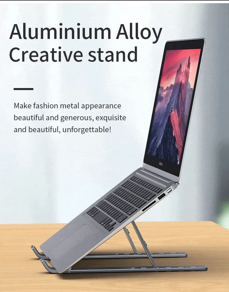 Faltbarer Laptopständer, verstellbar, tragbare Notebook-Halterung, Stützbasis aus Aluminiumlegierung für Macbook-Laptop-PC-Zubehör