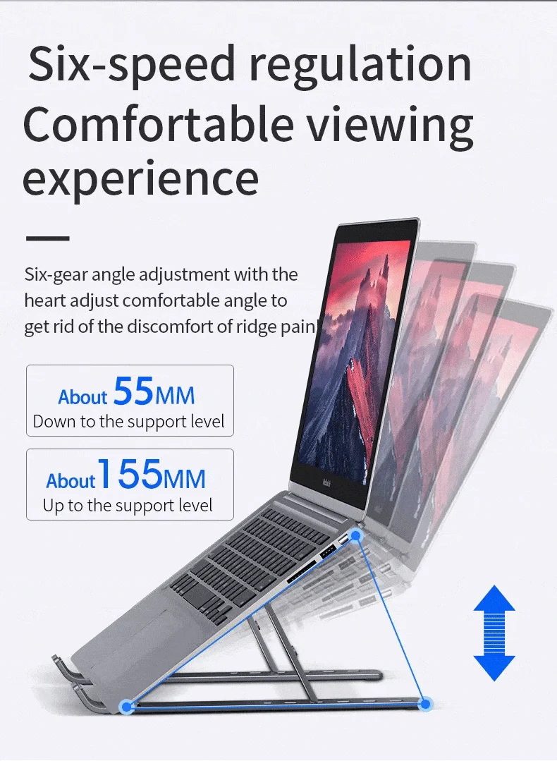 Faltbarer Laptopständer, verstellbar, tragbare Notebook-Halterung, Stützbasis aus Aluminiumlegierung für Macbook-Laptop-PC-Zubehör
