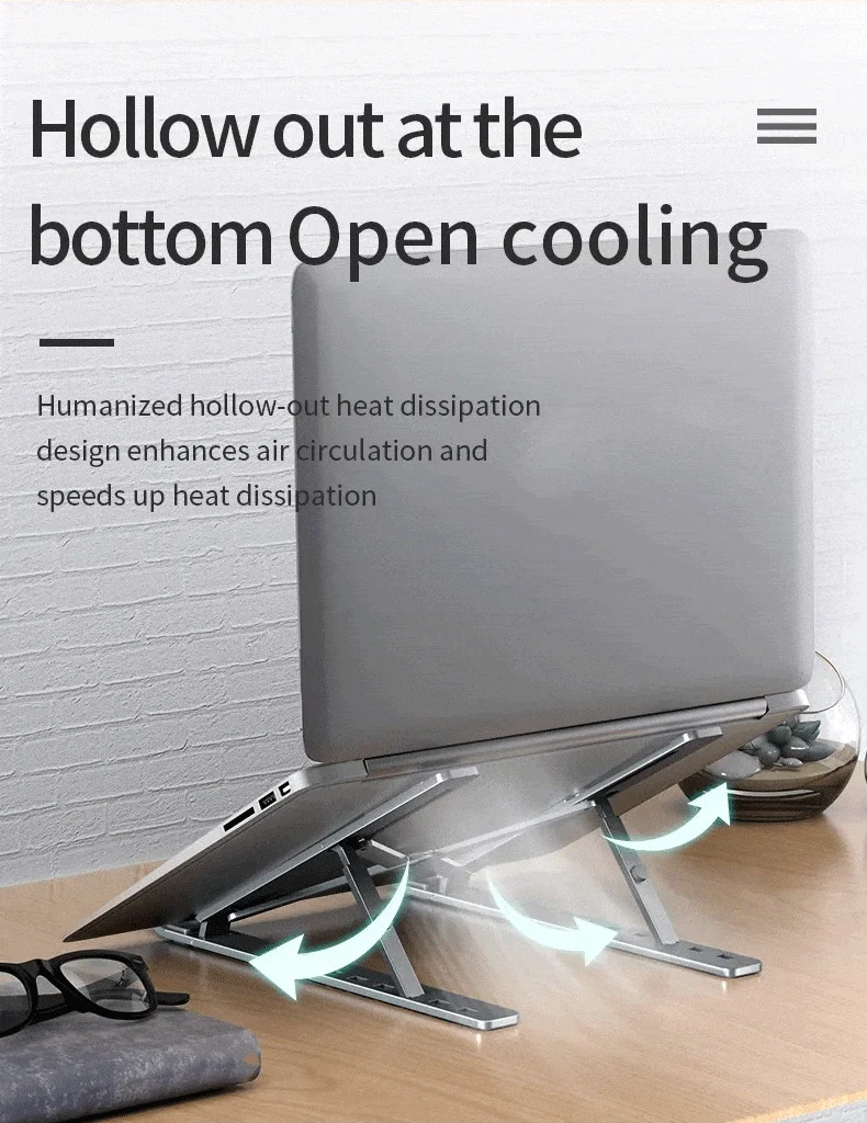 Faltbarer Laptopständer, verstellbar, tragbare Notebook-Halterung, Stützbasis aus Aluminiumlegierung für Macbook-Laptop-PC-Zubehör