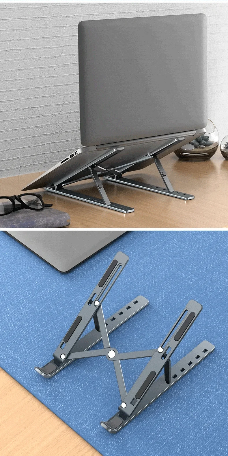 Faltbarer Laptopständer, verstellbar, tragbare Notebook-Halterung, Stützbasis aus Aluminiumlegierung für Macbook-Laptop-PC-Zubehör